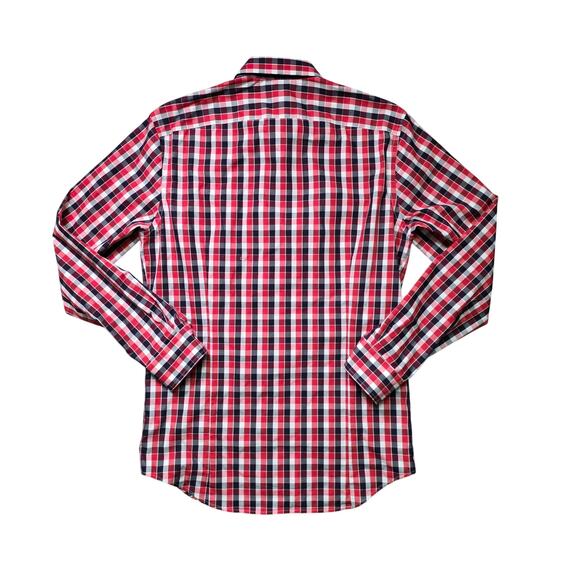 Banana Republic Non-Iron Tailored Slim Fit Crawford Check Shirt Men’s M Red - Picture 3 of 6